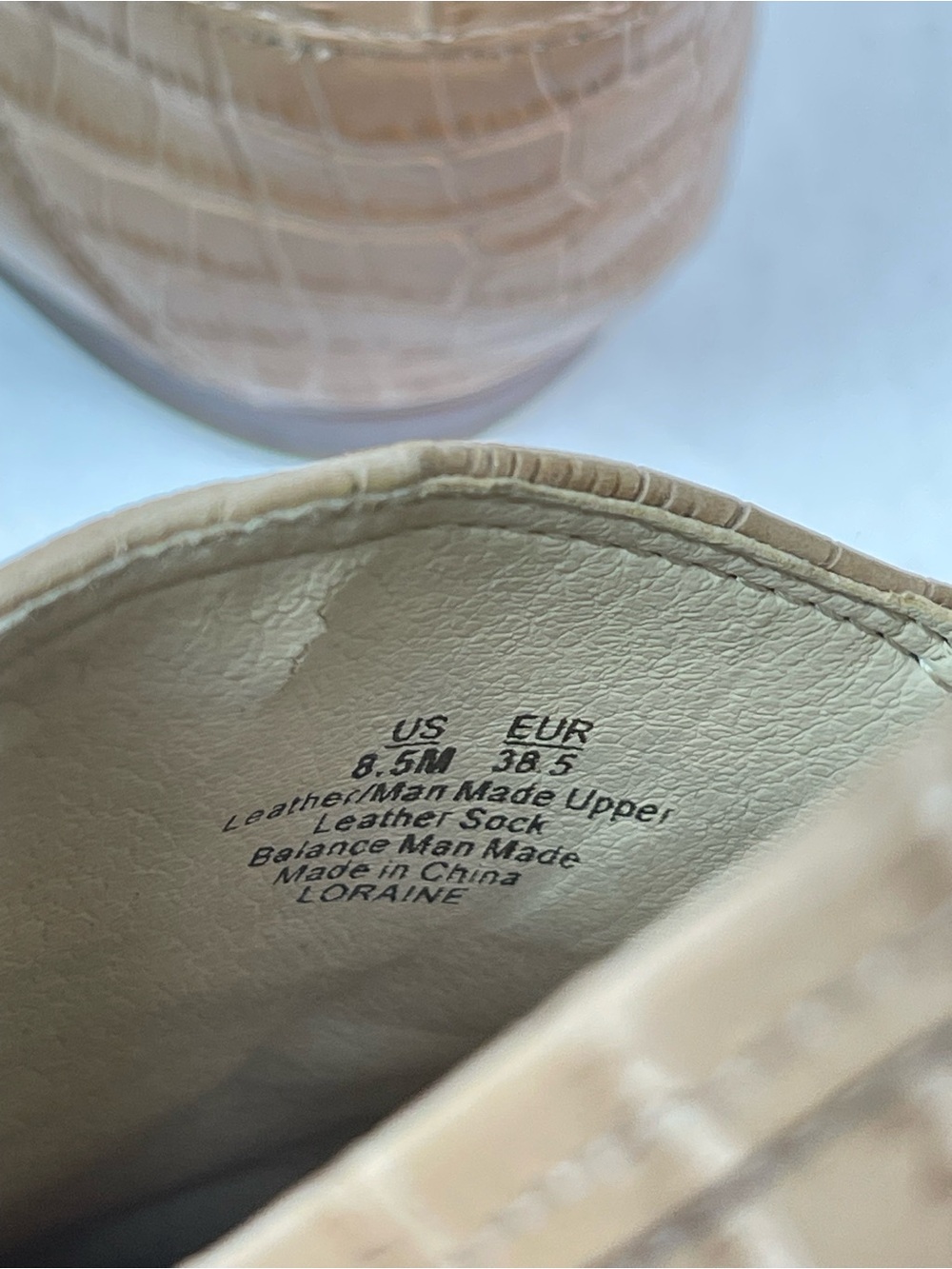 Sam Edelman Croc Embossed Gold Bit Hardware Beige Leather Slip-On Loafer 8.5M - Picture 5 of 5